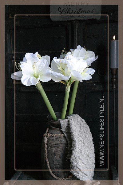 Amaryllis kunst bloem  | wit 66 cm