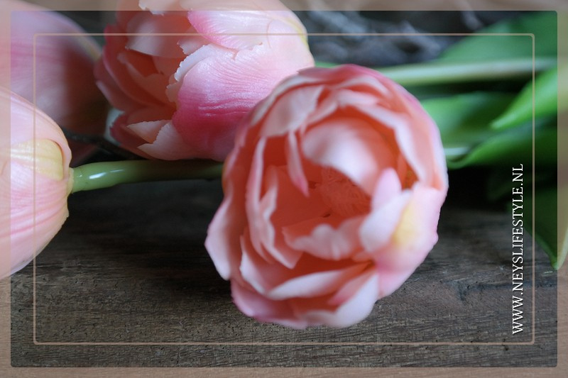 Tulp in bloei kunst 43 cm | roze
