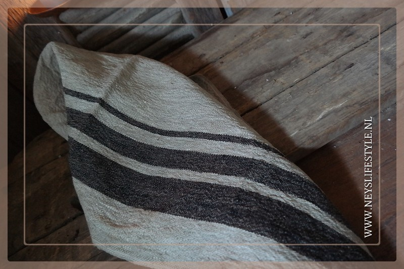 Linnen (thee) doek zwarte streep | 40 x 80 cm