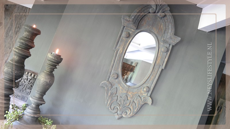 Ossenoog spiegel Laila | bruin/grijs