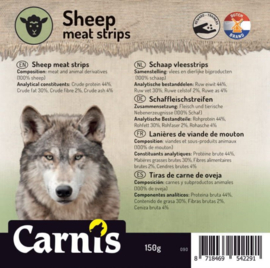 Carnis hondensnacks schaap vlees strips 150 gram.