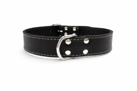 Zacht vet leren halsband zwart