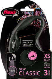 Flexi New Classic XS zwart (3 mtr)