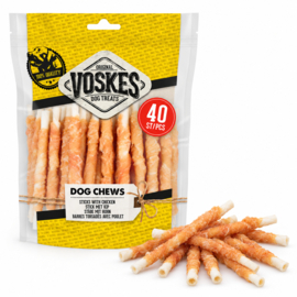 Voskes Rawhide kauwsticks met kip (40 stuks)