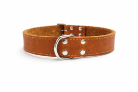 Zacht leren halsband vet cognac