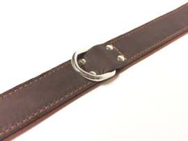 Geoliede Lederen Halsband Bruin/Cognac