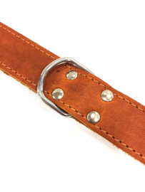 Zacht leren halsband vet cognac