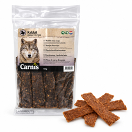 Carnis hondensnacks konijnenvlees strips 150 gram.