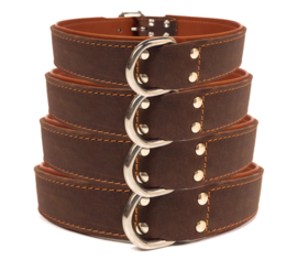 Geoliede Lederen Halsband Bruin/Cognac