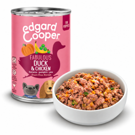 Edgard & Cooper blikjes Puppy Eend & Kip 400 gram. (6 stuks)