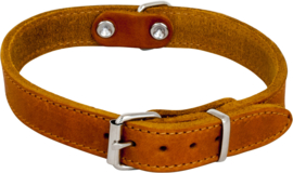 Zacht leren halsband vet cognac