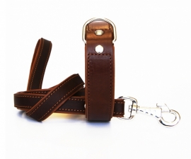 Geoliede Lederen Halsband Bruin/Cognac