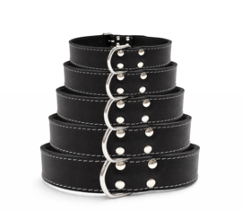 Zacht vet leren halsband zwart