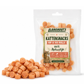 Langhout's Kattensnacks Kip Vis Rolls | Zachte Kattensnack met kip en vis