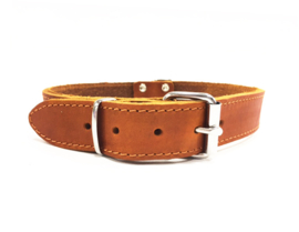 Zacht leren halsband vet cognac