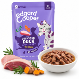 6 x Edgard & Cooper Eend & Kalkoen in Saus 85 gram | Natvoer Pouch