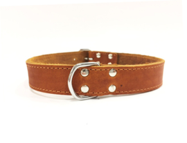 Zacht leren halsband vet cognac