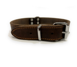 Zacht vet leren halsband bruin