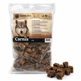 Carnis hondensnacks wildvlees blokjes 200 gram.
