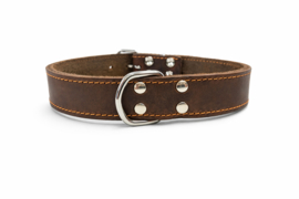 Zacht vet leren halsband bruin