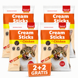 Sanal Cream Sticks Kip 2+2 GRATIS | Kattensnacks
