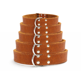 Zacht leren halsband vet cognac
