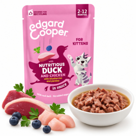 6 x Edgard & Cooper Kitten Eend&  Kip in Saus 85 gram | Natvoer Pouch