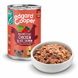 Edgard & Cooper Blikjes senior Kip & Zalm 400 gram. (6 stuks)