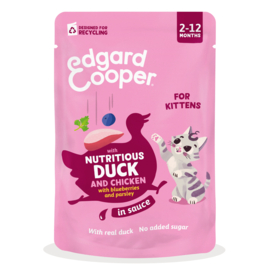 6 x Edgard & Cooper Kitten Eend&  Kip in Saus 85 gram | Natvoer Pouch