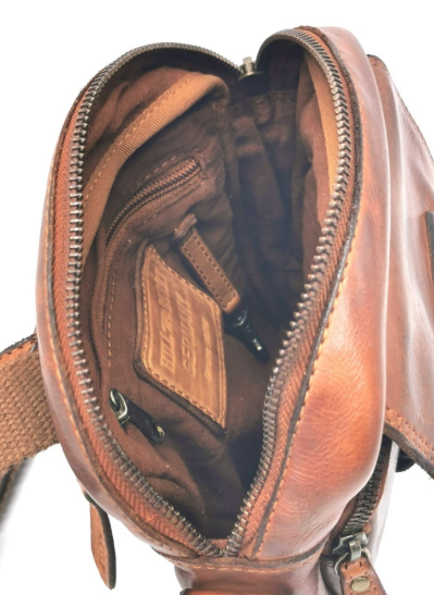 Hillburry leren schoudertas  cognac