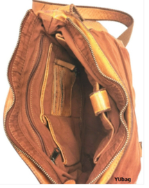 Hillburry leren  schooltas/schoudertas van gewassen leer