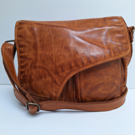 Hill Burry schoudertas cognac gewassen leer