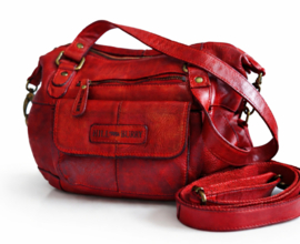 Hill-burry  leren schoudertas    gewassen leer rood