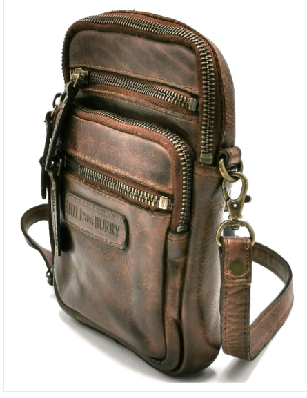 Hillburry schouder/riemtasje gewassen leer brown