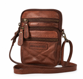 Hillburry schouder/riemtasje gewassen leer brown