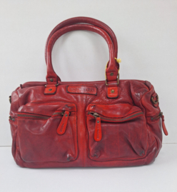 Hillburry cowboy bag gewassen leer rood