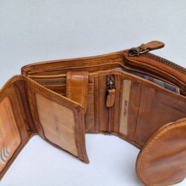 Hillburry portemonnee cognac gewassen leer