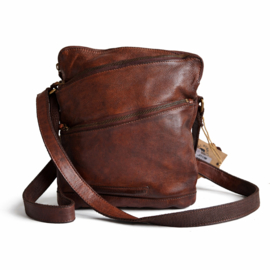 Hill-burry schoudertas gewassen leer brown