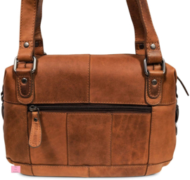 Hillburry  leren schoudertas  cognac