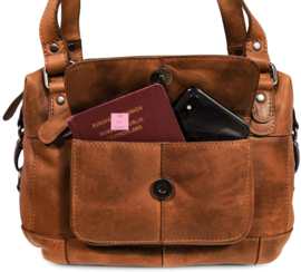 Hillburry  leren schoudertas  cognac