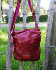 Hill-burry schoudertas gewassen leer/  rood