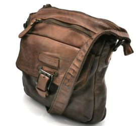 Hillburry schoudertas gewassen leer brown