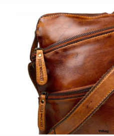 Hillburry schoudertas gewassen leer cognac