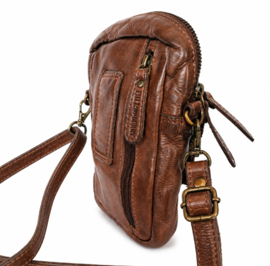 Hillburry schouder/riemtasje gewassen leer brown