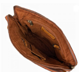 Hillburry schoudertas gewassen leer cognac