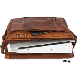 Hillburry leren  schooltas/schoudertas van gewassen leer