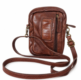 Hillburry schouder/riemtasje gewassen leer brown