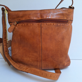 Hillburry schoudertas gewassen leer cognac