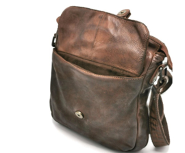 Hillburry schoudertas gewassen leer brown