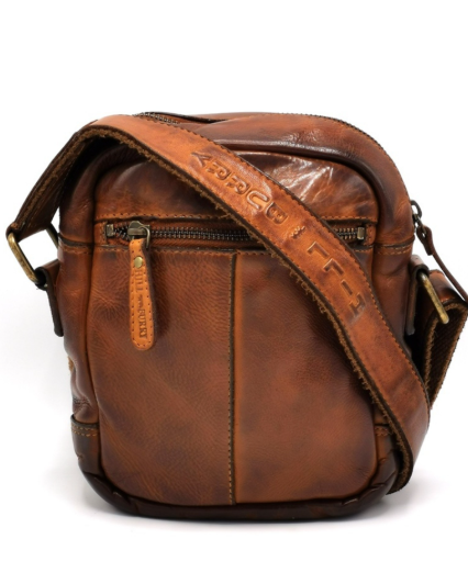 Hillburry leren schoudertas  cognac
